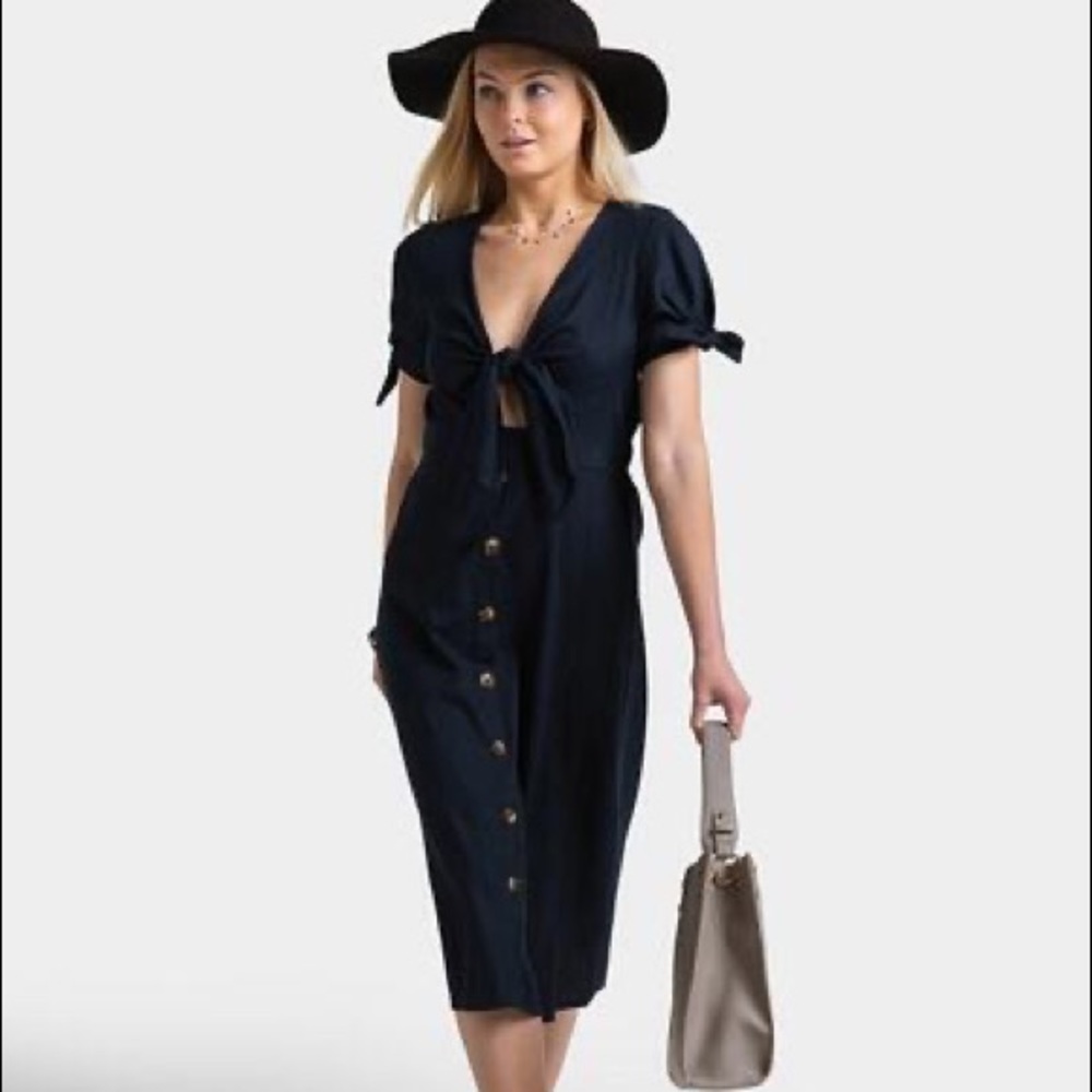 Blu Pepper Ali Front Tie Button Dress - Francesca’s